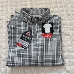 NEW Bulwark Small Flame Resistant FR Gray Plaid Button Long Sleeve Shirt